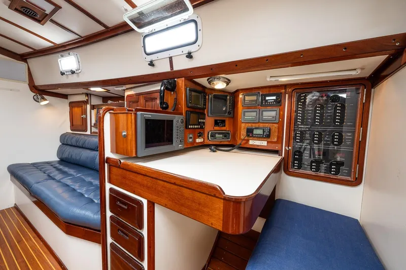Slide: The Image of Interior of 1992 Morris Ocean Series 44 yacht with navigation equipment and seating. - 29