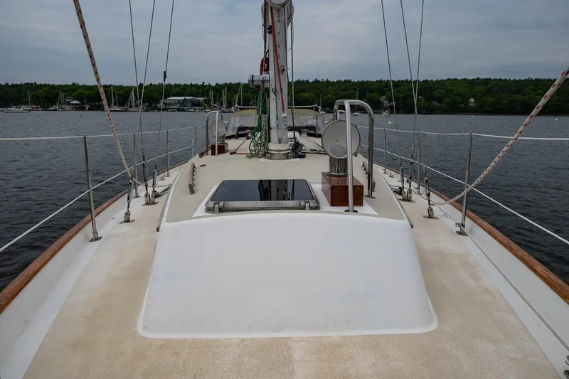 Slide: The Image of Sailboat deck view of 1992 Morris Ocean Series 44 on calm water. - 9