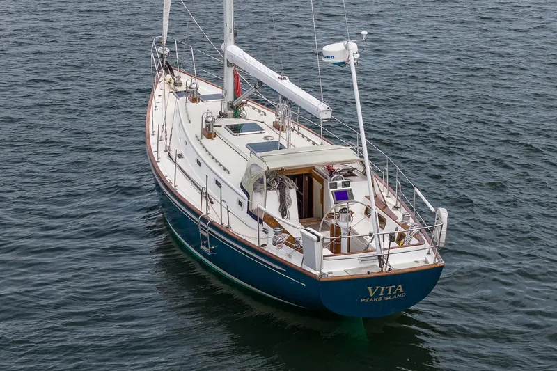 Slide: The Image of Sailing yacht Morris Ocean Series 44, 1992, on calm waters, named "Vita" from Peaks Island. - 4