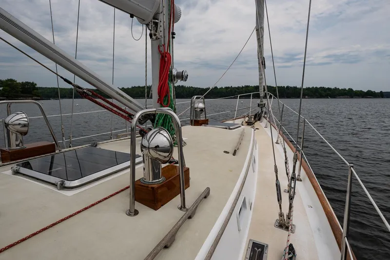Slide: The Image of Sailing yacht Morris Ocean Series 44, 1992, on calm waters under a cloudy sky. - 14