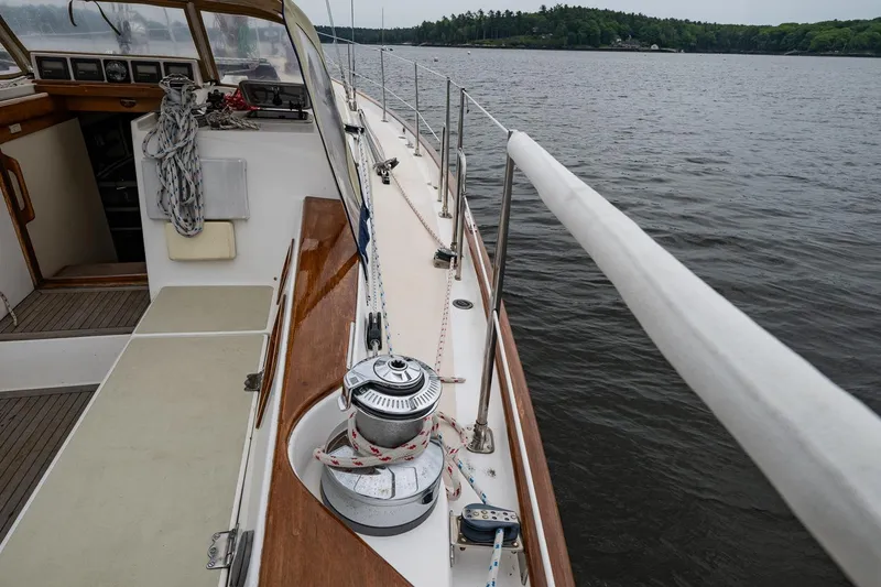 Slide: The Image of Sailboat deck view of 1992 Morris Ocean Series 44 on calm water. - 15