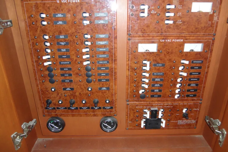 Slide: The Image of Electrical control panel on a 2005 Silverton 34 Convertible boat. - 37