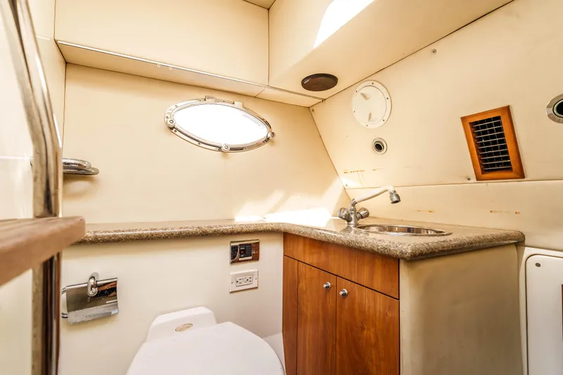 Slide: The Image of Luxurious bathroom interior of 2005 Sunseeker Predator 68 yacht with modern amenities. - 40