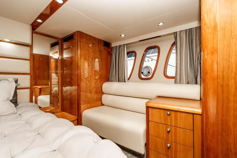 Slide: The Image of Luxurious cabin interior of 2005 Sunseeker Predator 68 yacht with wood finishes. - 28