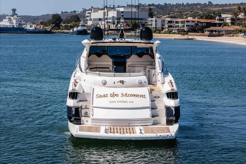 Slide: The Image of Sunseeker Predator 68 yacht, 2005 model, docked in San Diego, California. - 8