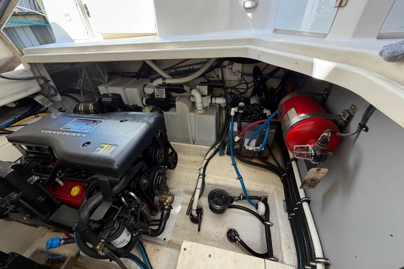 Slide: The Image of Engine compartment of a 2009 Monterey 340 Sport Yacht with Volvo Penta engine. - 52