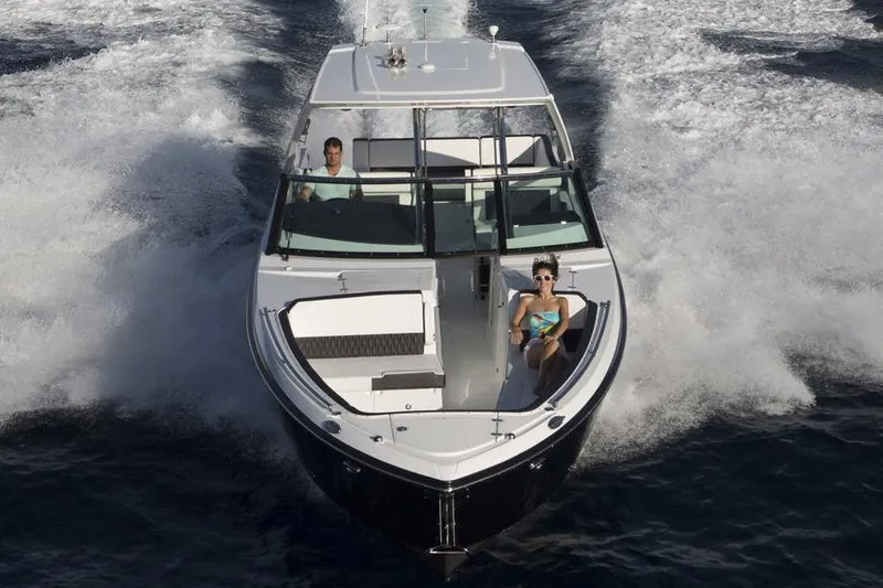 The Image of Manufacturer Provided Image: 2017 Monterey 378SE Super Express boat on water with two people. - 1