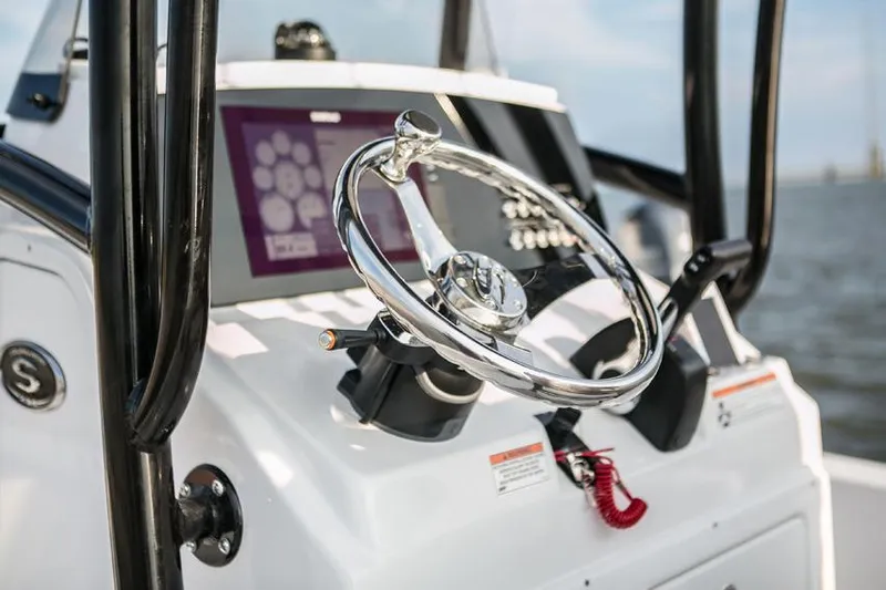 Slide: The Image of Manufacturer Provided Image: 2016 Sportsman Tournament 234 Bay Boat steering console with navigation display. - 27