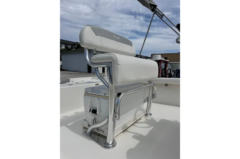 Slide: The Image of 2023 Key West 230 Bay Reef boat seat with storage, featuring sleek design and sturdy construction. - 10