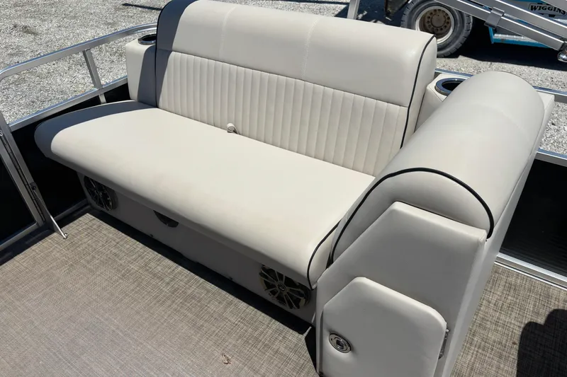 Slide: The Image of 2017 Qwest LS 822 Bar boat seat with beige upholstery and cup holders. - 18