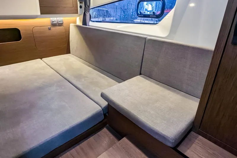 Slide: The Image of Interior seating area of 2021 Beneteau America Antares 11 with modern design. - 11