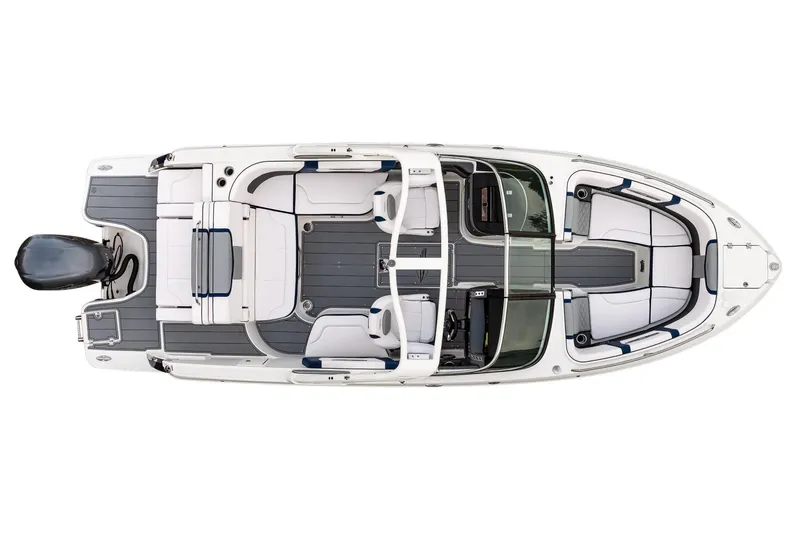 Slide: The Image of Manufacturer Provided Image: 2025 Chaparral 270 OSX boat, top view, showcasing sleek design and spacious seating layout. - 24