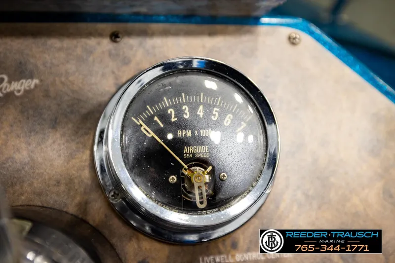 Slide: The Image of Close-up of a vintage 1980 Ranger 175 VS boat tachometer displaying RPM. - 26