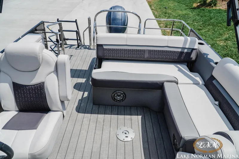 Slide: The Image of 2023 Godfrey Sweet Water 2286 SFL pontoon boat interior with plush seating and modern design. - 17