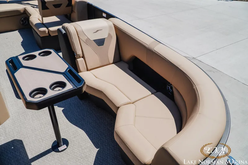 Slide: The Image of Luxurious seating on 2026 Evotti 523CS boat with cupholders, Lake Norman Marina. - 17