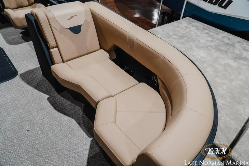 Slide: The Image of Luxurious beige seating in 2027 Evotti 521QL boat at Lake Norman Marina. - 19
