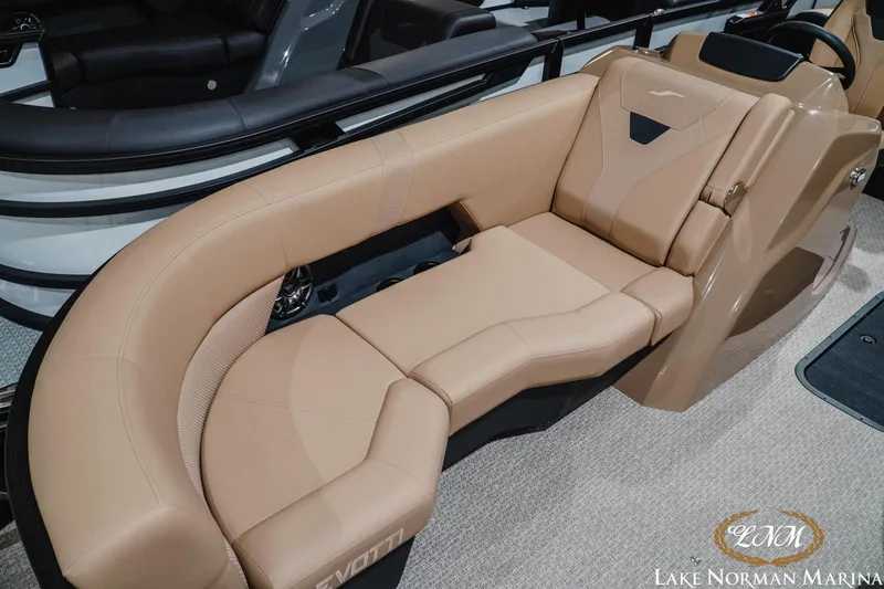 Slide: The Image of Luxurious tan seating on 2027 Evotti 521QL boat at Lake Norman Marina. - 18