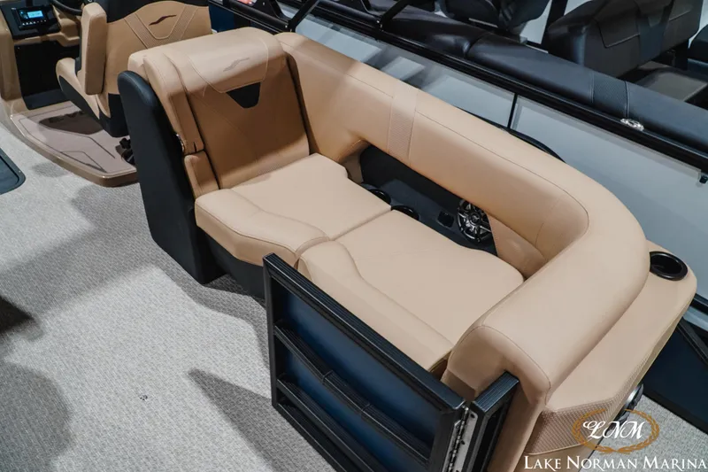 Slide: The Image of Luxurious seating in a 2027 Evotti 521QL boat at Lake Norman Marina. - 8
