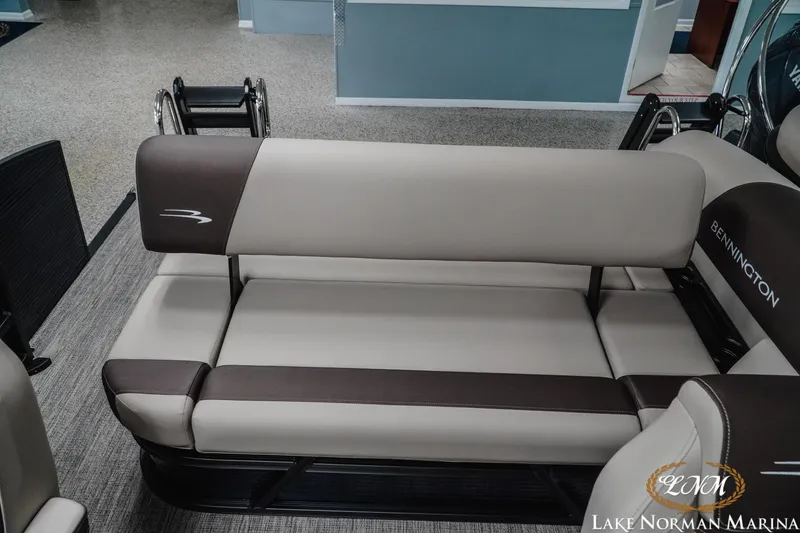 Slide: The Image of 2026 Bennington 22SSB boat interior seating at Lake Norman Marina. - 15