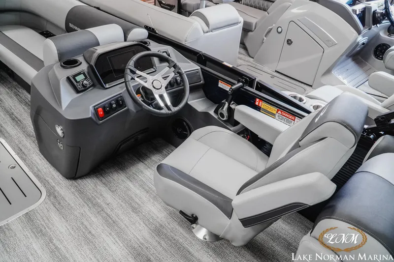 Slide: The Image of Interior of 2027 Bennington 23SSR pontoon boat with modern helm and seating. - 10