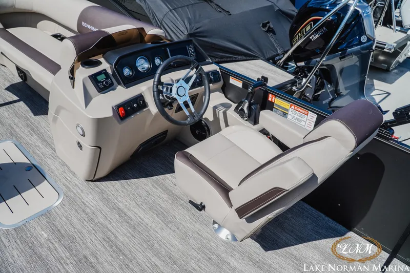 Slide: The Image of Interior view of 2027 Bennington 23ssb boat with steering console and seating. - 10