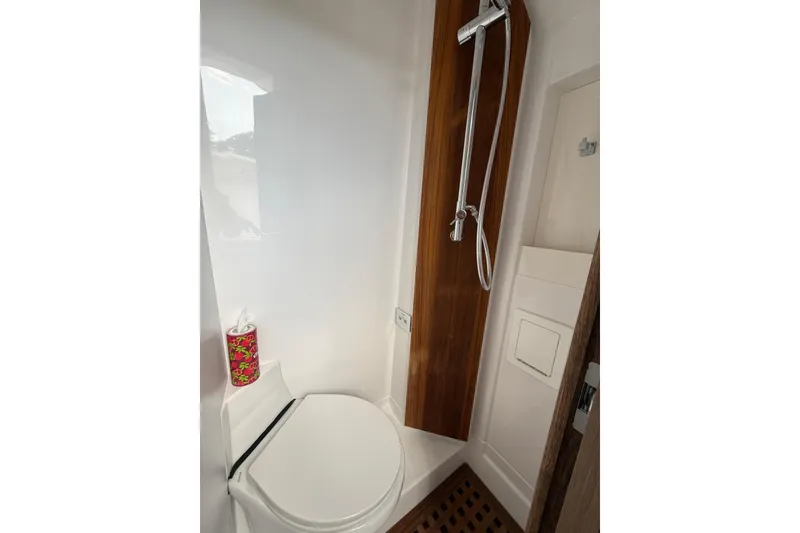 Slide: The Image of Modern bathroom in 2025 Jupiter 43 yacht with shower and toilet. - 31