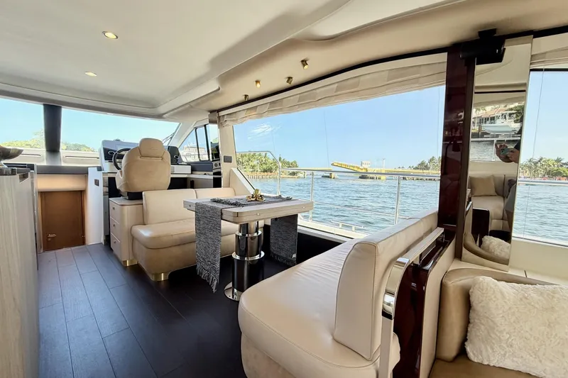 Slide: The Image of Luxurious interior of 2021 Azimut Fly 60 yacht with waterfront view. - 23