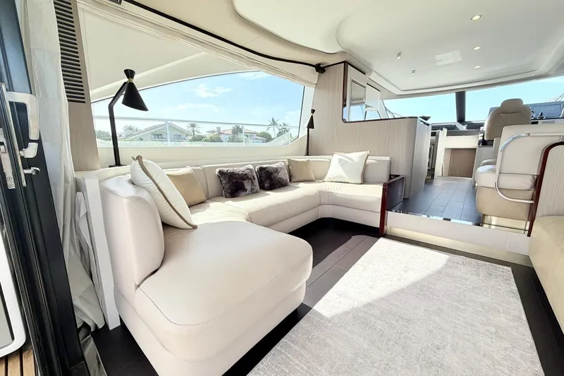 Slide: The Image of Luxurious interior of 2021 Azimut Fly 60 yacht with elegant seating and modern design. - 20