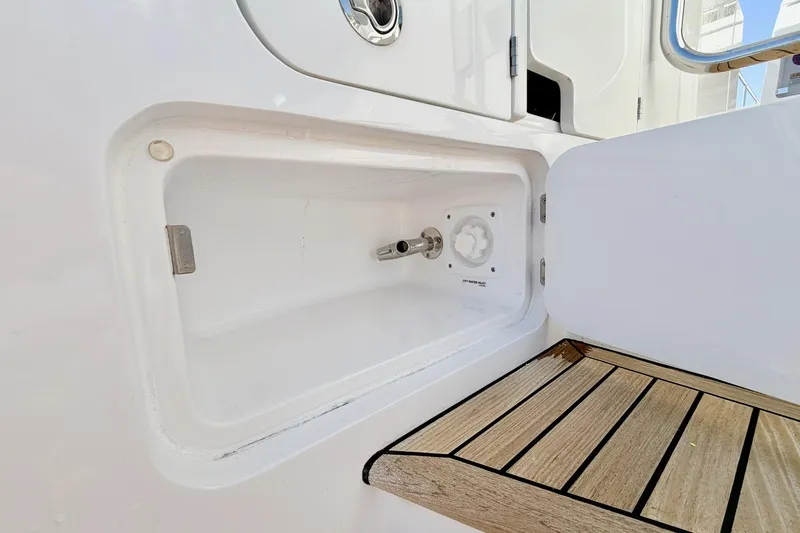 Slide: The Image of Storage compartment on 2021 Azimut Fly 60 yacht with wooden deck detail. - 66