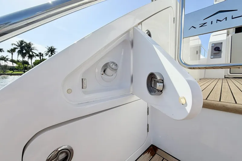 Slide: The Image of Azimut Fly 60 yacht detail, showcasing sleek design and modern fittings, 2021 model. - 67