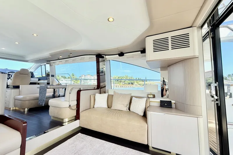 Slide: The Image of Luxurious interior of 2021 Azimut Fly 60 yacht with elegant seating and modern design. - 19