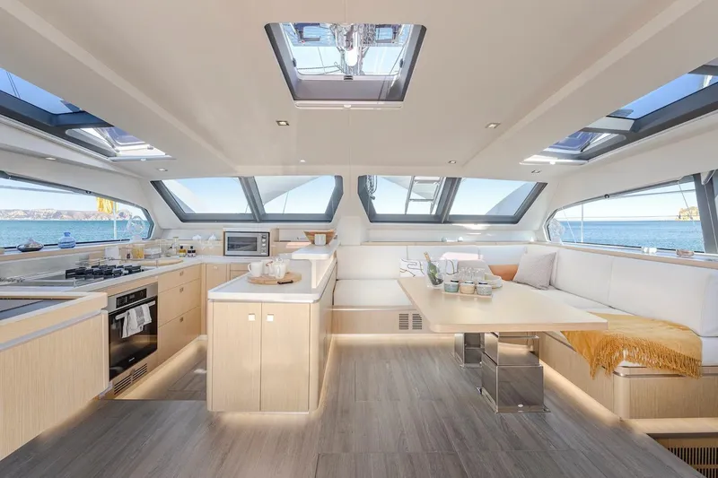 Slide: The Image of Luxurious interior of Privilege Signature 510 yacht, year 2025. - 11