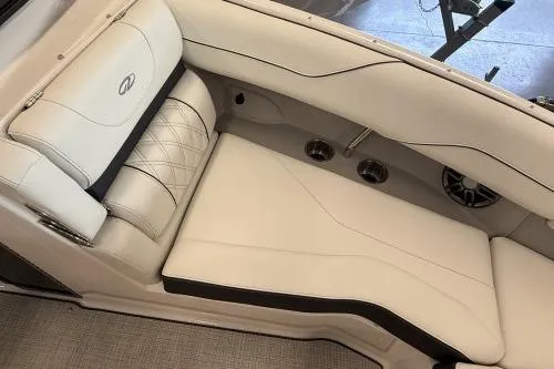 Slide: The Image of Luxurious interior seating of 2027 Regal LS4 boat with elegant white upholstery. - 8