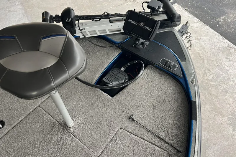 Slide: The Image of Fishing boat interior with Humminbird electronics, Nitro Z18 model, 2018, featuring a swivel seat. - 7