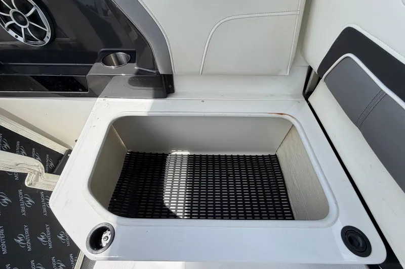 Slide: The Image of Storage compartment in a 2015 Monterey 288SS Super Sport boat interior. - 61