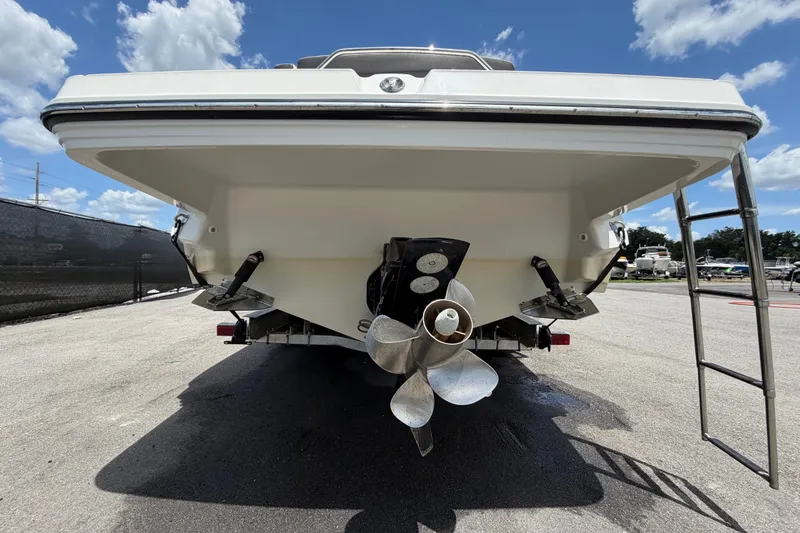 Slide: The Image of Rear view of a 2015 Monterey 288SS Super Sport boat with propeller and ladder. - 4
