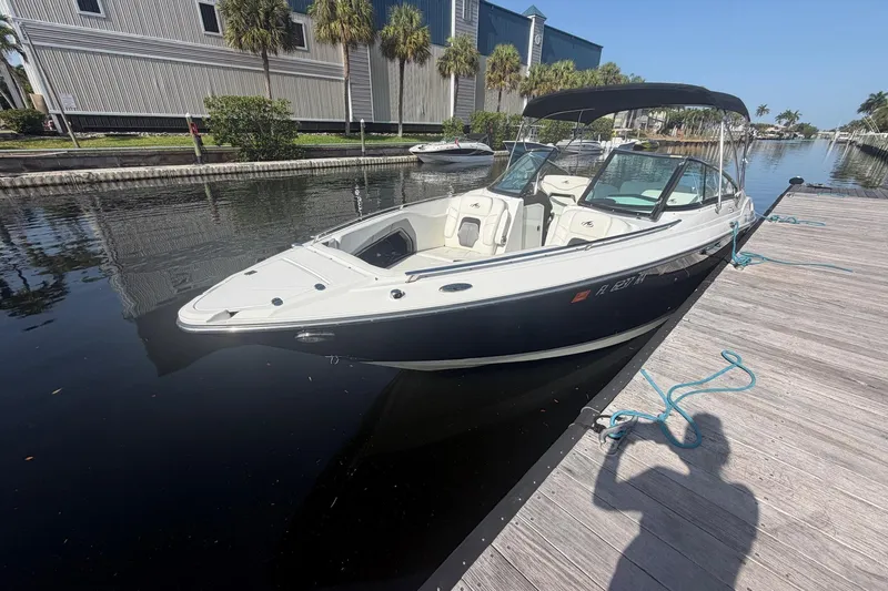 Slide: The Image of 2015 Monterey 288SS Super Sport boat docked on a sunny day. - 9