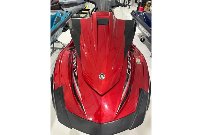 Slide: The Image of 2019 Yamaha WaveRunner VX Limited in vibrant red, showcased indoors. - 19