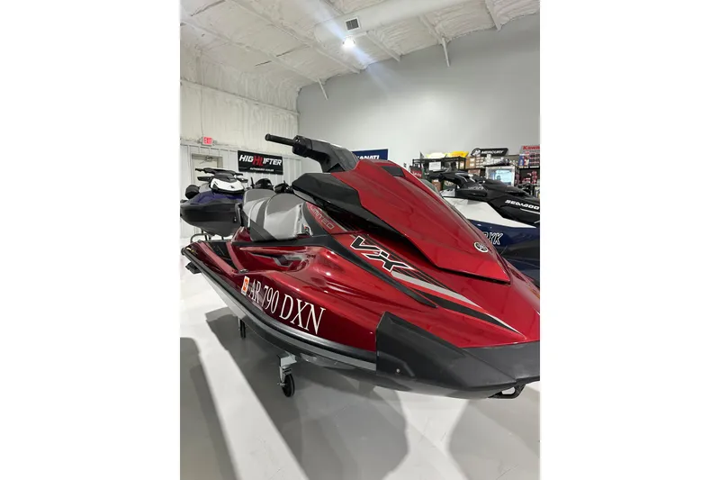 Slide: The Image of 2019 Yamaha WaveRunner VX Limited in showroom, vibrant red color, sleek design. - 20