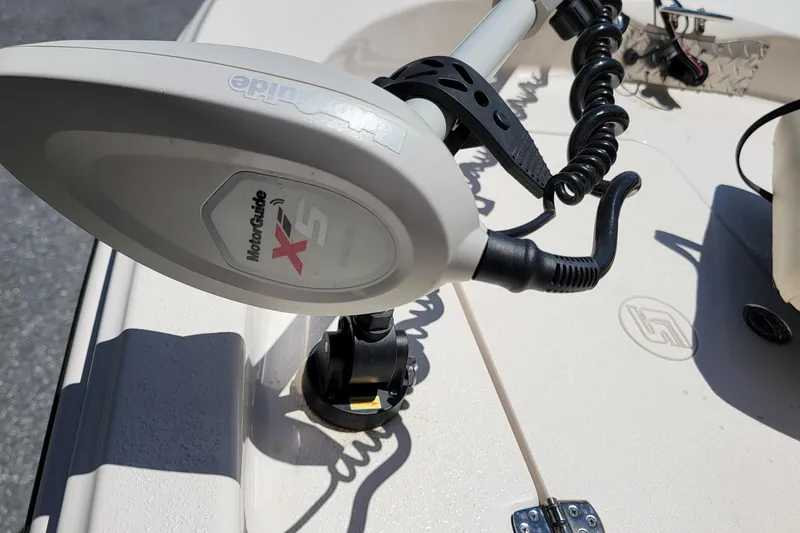 Slide: The Image of MotorGuide X5 trolling motor on 2021 Carolina Skiff 178 JLS boat deck. - 7