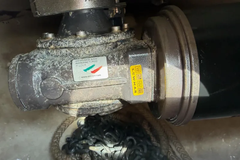 Slide: The Image of Close-up of a mechanical component on a 2017 Stamas 317 Tarpon boat. - 53