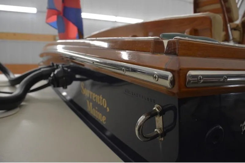 Slide: The Image of 1988 Bunker and Ellis 24 Open boat, Sorrento, Maine, with polished wood finish. - 21