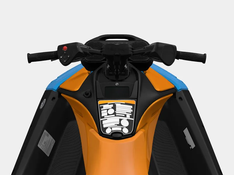 Slide: The Image of Handlebars of a Sea-Doo Spark Trixx with orange and blue design. - 5