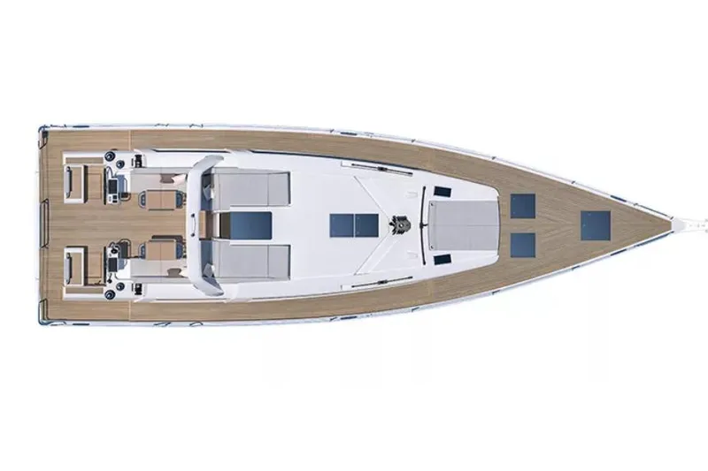 Slide: The Image of Manufacturer Provided Image: Top view of 2026 Beneteau Oceanis Yacht 54, showcasing deck layout and design. - 9