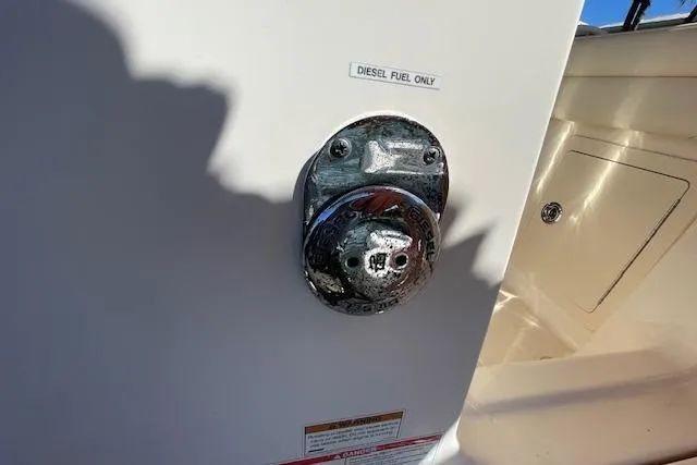 Slide: The Image of Fuel cap labeled "Diesel Fuel Only" on 2021 Grady-White Freedom 325 boat. - 98