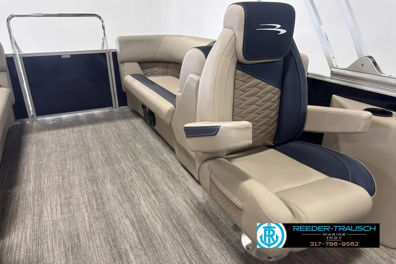 Slide: The Image of Luxurious interior of 2027 Bennington 22 SSR pontoon boat with plush seating. - 3