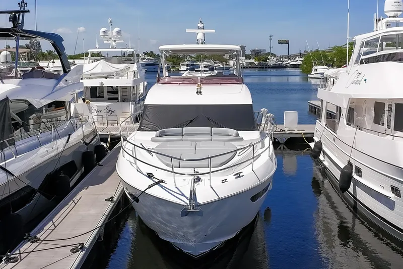 Slide: The Image of Luxury Princess F55 yacht docked at marina, 2021 model. - 33