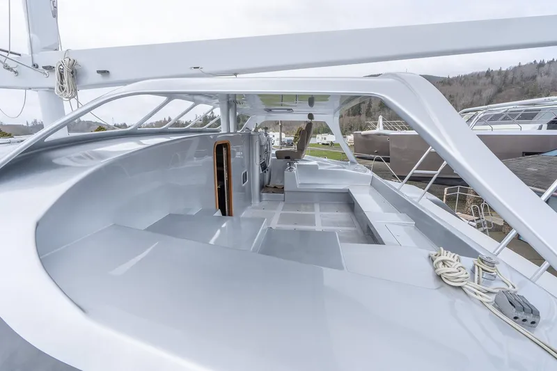 Slide: The Image of Modern 2025 Shuttleworth 52 AeroRig yacht deck with sleek design and spacious layout. - 16