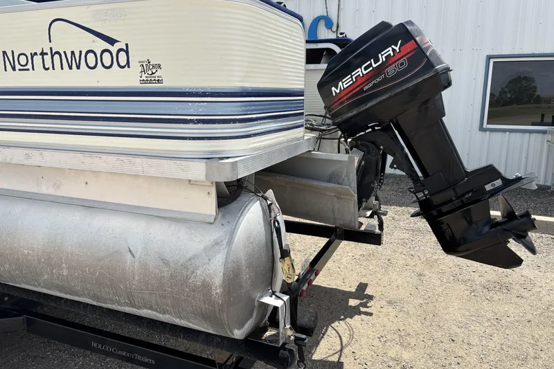 Slide: The Image of 1997 Northwood 24' Pontoon with Mercury 60 outboard motor on trailer. - 4