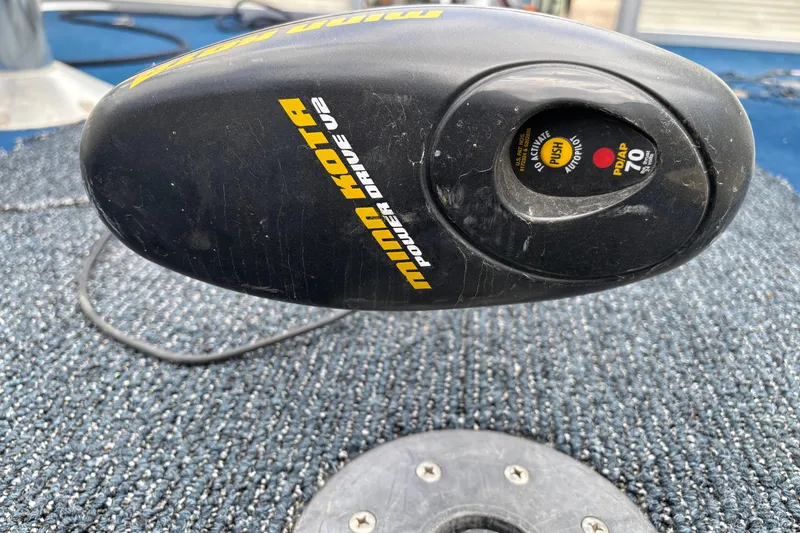 Slide: The Image of Minn Kota PowerDrive V2 motor on 1997 Northwood 24' Pontoon boat deck. - 17